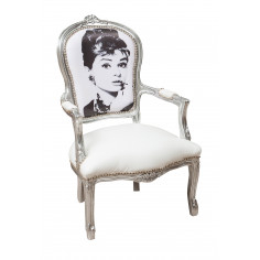 Poltrona stile francese Luigi XVI in legno massello di faggio L65XPR65XH98 cm