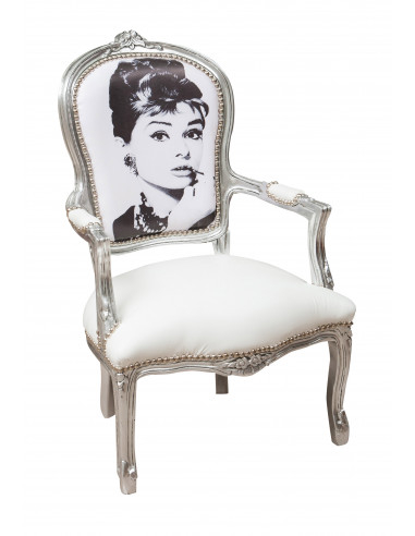 Poltrona stile francese Luigi XVI in legno massello di faggio L65XPR65XH98 cm