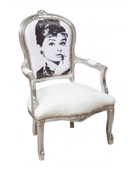 Poltrona stile francese Luigi XVI in legno massello di faggio L65XPR65XH98 cm
