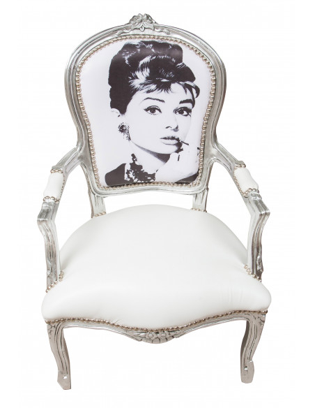 Poltrona stile francese Luigi XVI in legno massello di faggio L65XPR65XH98 cm