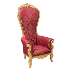 Poltrona a trono stile francese Luigi XVI in legno massello di faggio L95XPR90XH185 cm
