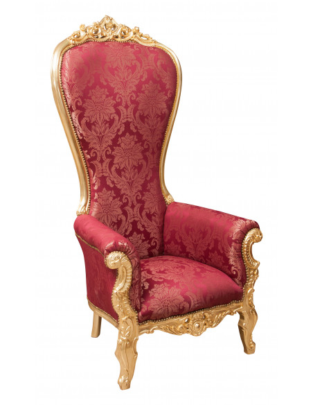 Poltrona a trono stile francese Luigi XVI in legno massello di faggio L95XPR90XH185 cm