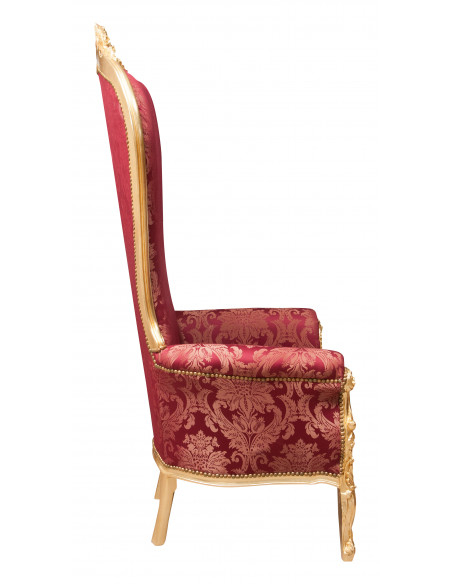 Poltrona a trono stile francese Luigi XVI in legno massello di faggio L95XPR90XH185 cm
