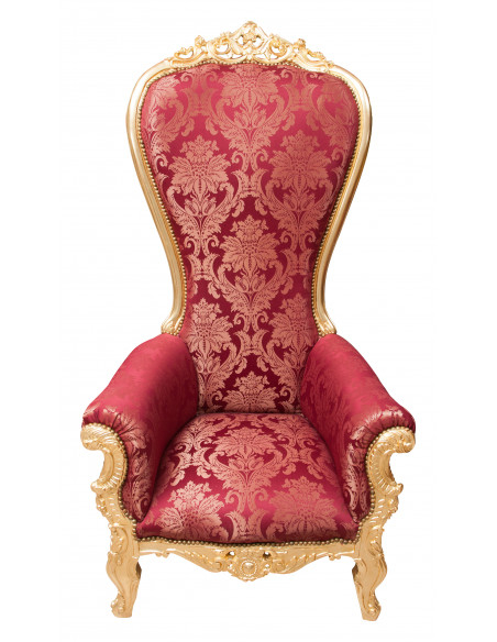 Poltrona a trono stile francese Luigi XVI in legno massello di faggio L95XPR90XH185 cm