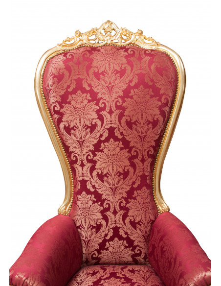 Poltrona a trono stile francese Luigi XVI in legno massello di faggio L95XPR90XH185 cm