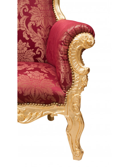 Poltrona a trono stile francese Luigi XVI in legno massello di faggio L95XPR90XH185 cm