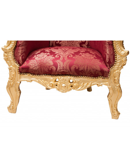 Poltrona a trono stile francese Luigi XVI in legno massello di faggio L95XPR90XH185 cm