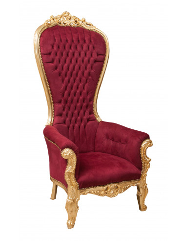 Poltrona a trono stile francese Luigi XVI in legno massello di faggio L95XPR90XH185 cm