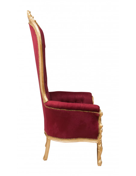 Poltrona a trono stile francese Luigi XVI in legno massello di faggio L95XPR90XH185 cm