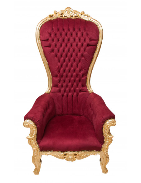 Poltrona a trono stile francese Luigi XVI in legno massello di faggio L95XPR90XH185 cm