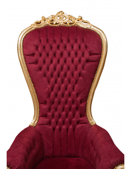 Poltrona a trono stile francese Luigi XVI in legno massello di faggio L95XPR90XH185 cm