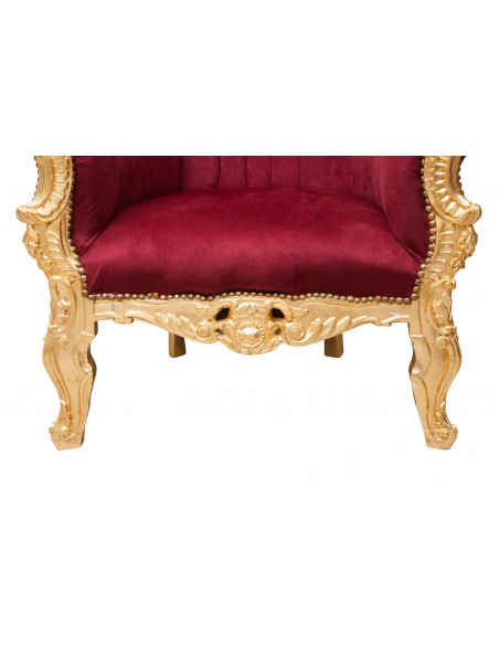 Poltrona a trono stile francese Luigi XVI in legno massello di faggio L95XPR90XH185 cm