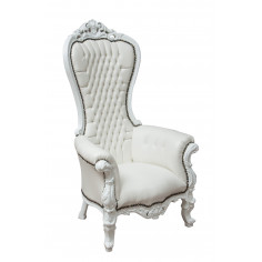 Poltrona a trono stile francese Luigi XVI in legno massello di faggio L85XPR83XH145 cm