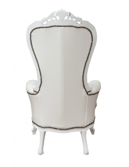 Poltrona a trono stile francese Luigi XVI in legno massello di faggio L85XPR83XH145 cm