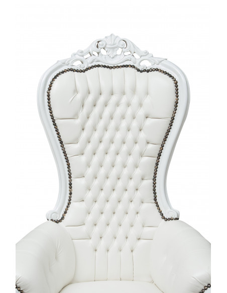 Poltrona a trono stile francese Luigi XVI in legno massello di faggio L85XPR83XH145 cm