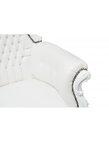 Poltrona a trono stile francese Luigi XVI in legno massello di faggio L85XPR83XH145 cm