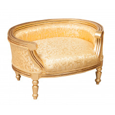 Pouf con schienale stile francese Luigi XVI in legno massello di faggio L74XPR53XH41 cm