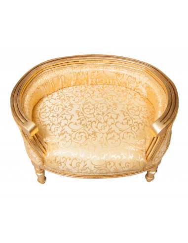 Pouf con schienale stile francese Luigi XVI in legno massello di faggio L74XPR53XH41 cm Pouf con schienale stile francese Luigi XVI in legno massello di faggio L74XPR53XH41 cm