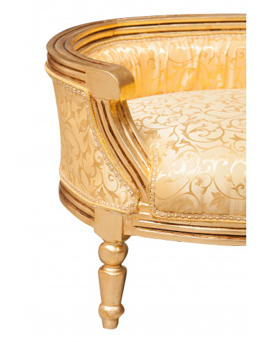 Pouf con schienale stile francese Luigi XVI in legno massello di faggio L74XPR53XH41 cm Pouf con schienale stile francese Luigi XVI in legno massello di faggio L74XPR53XH41 cm