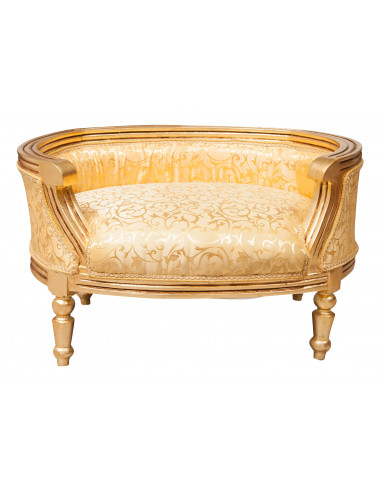 Pouf con schienale stile francese Luigi XVI in legno massello di faggio L74XPR53XH41 cm Pouf con schienale stile francese Luigi XVI in legno massello di faggio L74XPR53XH41 cm