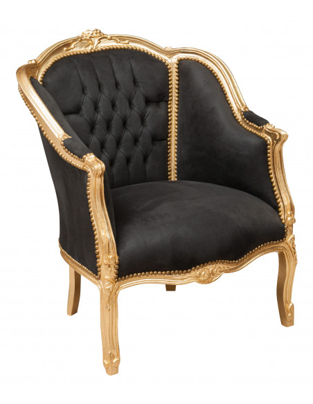 Poltrona de estilo francês Louis XVI em sólida Wood Wood L82XPR80XH94 CM