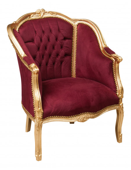 Poltrona de estilo francês Louis XVI em sólida Wood Wood L82XPR80XH94 CM