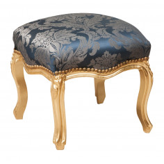 Panchetto poggiapiedi stile francese Luigi XVI in legno massello di faggio L42XPR42XH42 cm