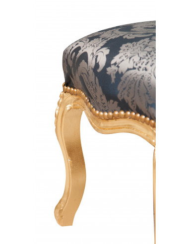 Panchetto poggiapiedi stile francese Luigi XVI in legno massello di faggio L42XPR42XH42 cm Panchetto poggiapiedi stile francese Luigi XVI in legno massello di faggio L42XPR42XH42 cm