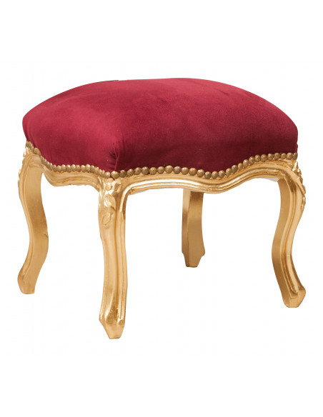 Panchetto poggiapiedi stile francese Luigi XVI in legno massello di faggio L42XPR42XH42 cm
