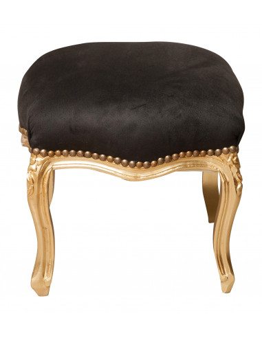 Panchetto poggiapiedi stile francese Luigi XVI in legno massello di faggio L42XPR42XH42 cm Panchetto poggiapiedi stile francese Luigi XVI in legno massello di faggio L42XPR42XH42 cm