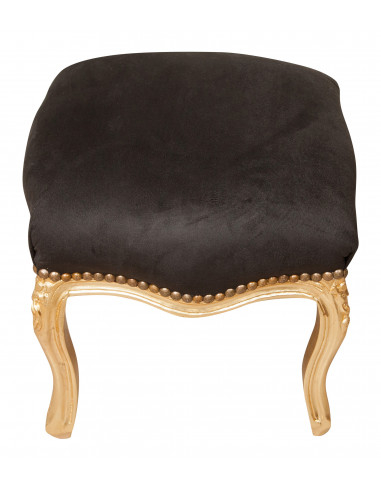 Panchetto poggiapiedi stile francese Luigi XVI in legno massello di faggio L42XPR42XH42 cm Panchetto poggiapiedi stile francese Luigi XVI in legno massello di faggio L42XPR42XH42 cm