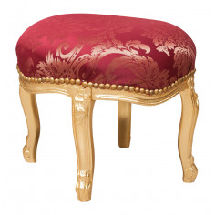 Repousa-pés estilo Luís XVI francês em madeira maciça de faia L47XDP47XH42 cm