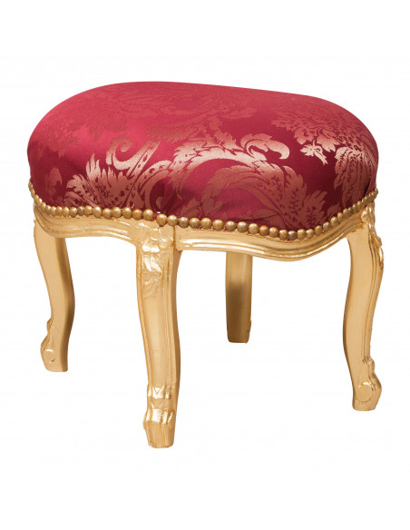 Panchetto poggiapiedi stile francese Luigi XVI in legno massello di faggio L47XPR47XH42 cm