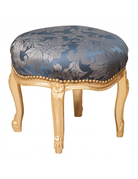 Panchetto poggiapiedi stile francese Luigi XVI in legno massello di faggio L47XPR47XH42 cm