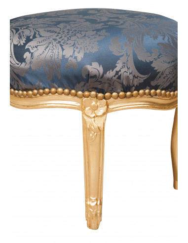 Repousa-pés estilo Luís XVI francês em madeira maciça de faia L47XDP47XH42 cm Repousa-pés estilo Luís XVI francês em madeira maciça de faia L47XDP47XH42 cm