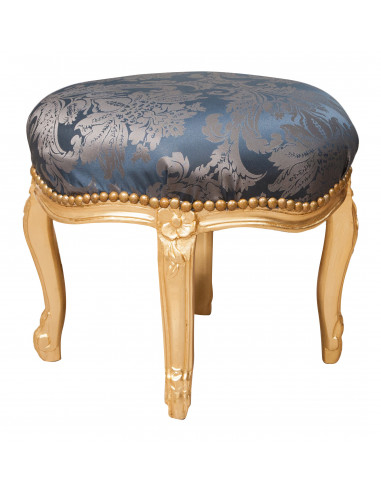 Repousa-pés estilo Luís XVI francês em madeira maciça de faia L47XDP47XH42 cm Repousa-pés estilo Luís XVI francês em madeira maciça de faia L47XDP47XH42 cm