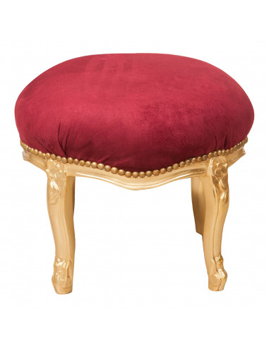 Repousa-pés estilo Luís XVI francês em madeira maciça de faia L47XDP47XH42 cm Repousa-pés estilo Luís XVI francês em madeira maciça de faia L47XDP47XH42 cm