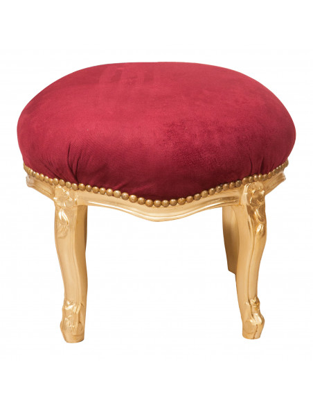 Repousa-pés estilo Luís XVI francês em madeira maciça de faia L47XDP47XH42 cm