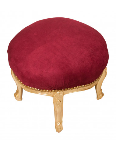 Repousa-pés estilo Luís XVI francês em madeira maciça de faia L47XDP47XH42 cm Repousa-pés estilo Luís XVI francês em madeira maciça de faia L47XDP47XH42 cm