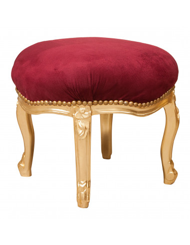 Panchetto poggiapiedi stile francese Luigi XVI in legno massello di faggio L47XPR47XH42 cm Panchetto poggiapiedi stile francese Luigi XVI in legno massello di faggio L47XPR47XH42 cm