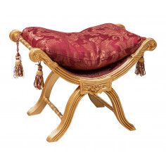 Panchetta stile francese Luigi XVI in legno massello di faggio L74XPR46XH54 cm