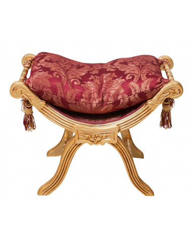 Panchetta stile francese Luigi XVI in legno massello di faggio L74XPR46XH54 cm Panchetta stile francese Luigi XVI in legno massello di faggio L74XPR46XH54 cm