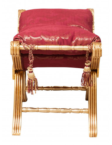 Panchetta stile francese Luigi XVI in legno massello di faggio L74XPR46XH54 cm Panchetta stile francese Luigi XVI in legno massello di faggio L74XPR46XH54 cm