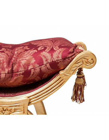 Panchetta stile francese Luigi XVI in legno massello di faggio L74XPR46XH54 cm Panchetta stile francese Luigi XVI in legno massello di faggio L74XPR46XH54 cm