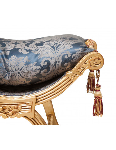 Panchetta stile francese Luigi XVI in legno massello di faggio L74XPR46XH54 cm Panchetta stile francese Luigi XVI in legno massello di faggio L74XPR46XH54 cm