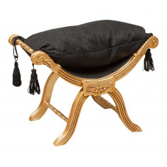 Panchetta stile francese Luigi XVI in legno massello di faggio L74XPR46XH54 cm