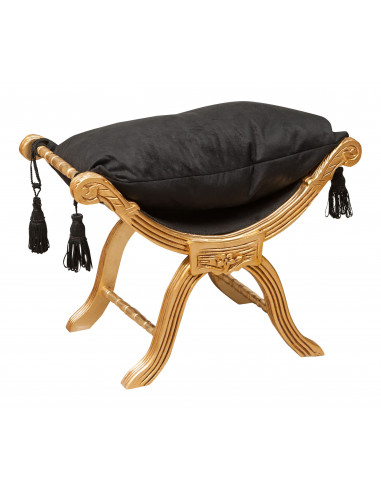 Panchetta stile francese Luigi XVI in legno massello di faggio L74XPR46XH54 cm