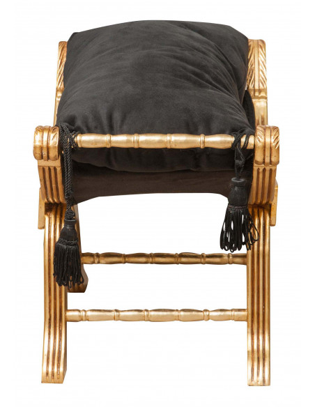Panchetta stile francese Luigi XVI in legno massello di faggio L74XPR46XH54 cm