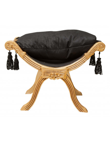 Panchetta stile francese Luigi XVI in legno massello di faggio L74XPR46XH54 cm