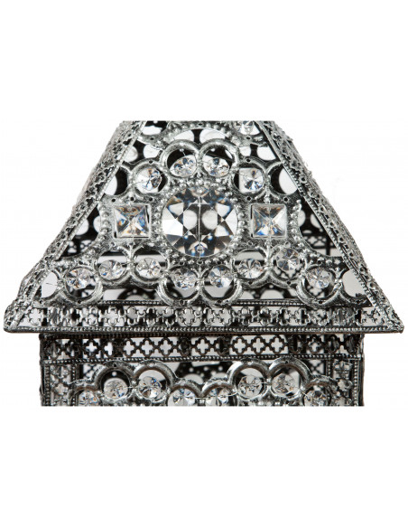Lampada da appoggio in metallo e gemme colorate 23x23x47 cm